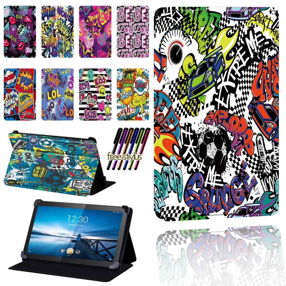 

For Lenovo Smart Tab M8 8"/Tab M8 LTE 8"/Tab M10 10.1"/Tab M10 LTE 10.1" Tablet Leather Pu Foldable Stand Protective Case + Pen