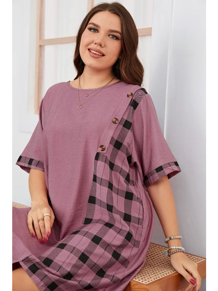 Large size women dress irregular short sleeve loose dress plus size women clothing plus size feminino