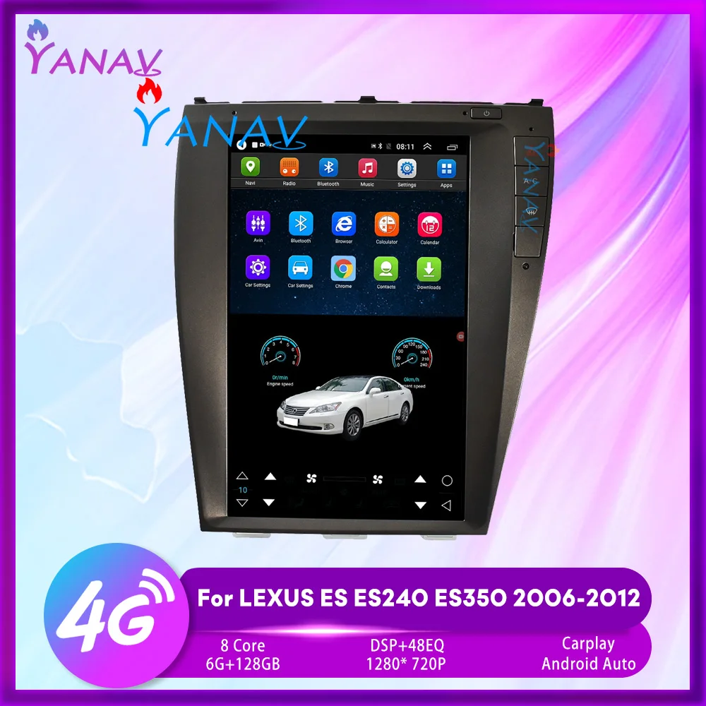 

For LEXUS ES ES240 ES350 2006-2012 6+128GB Android 11 GPS navigation tesla screen Car radio multimedia VIDEO player tape recorde