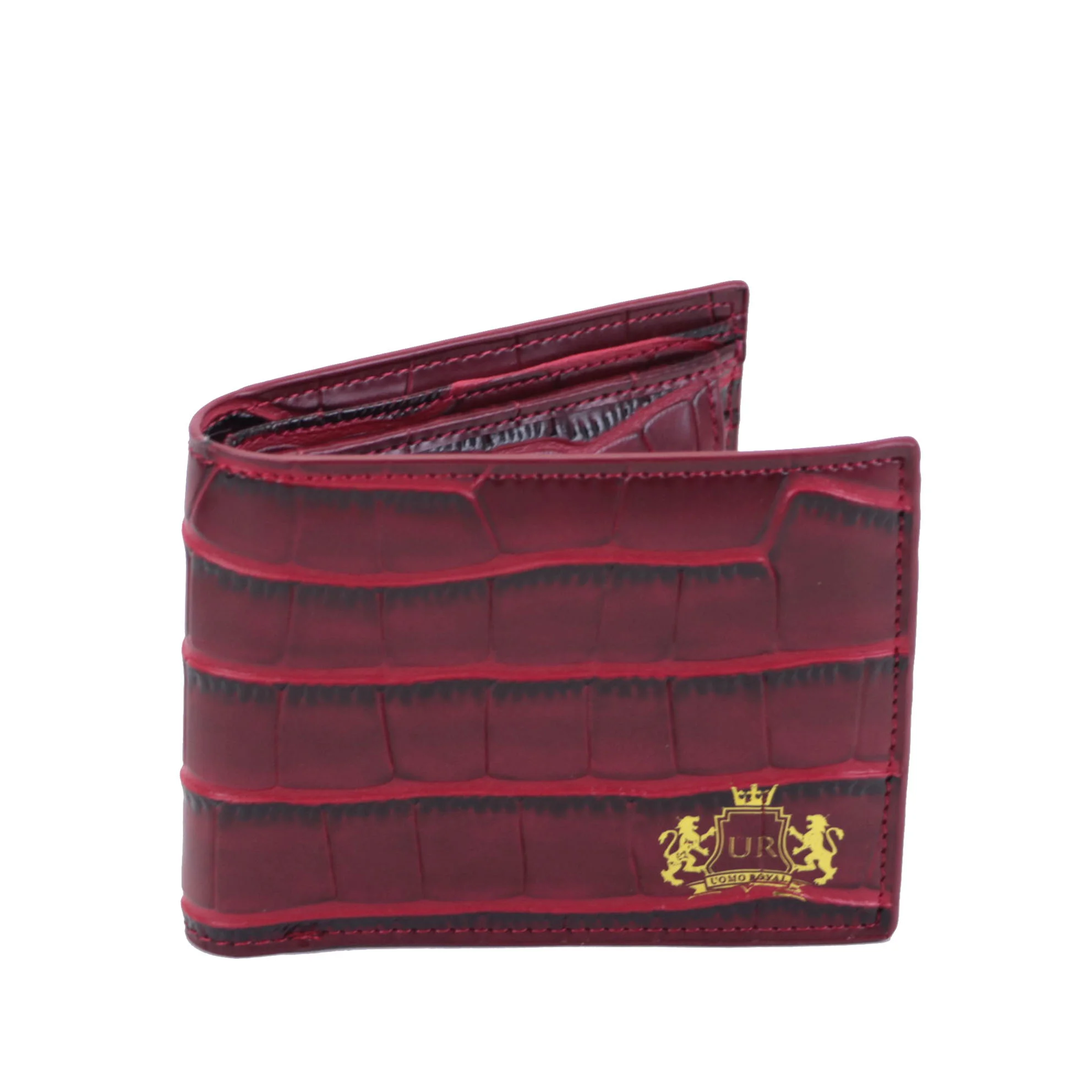 Customized Luxury Genuine Leather Embrossed Crocodile Pattern Men Wallet Coin Purse Multi-Functiona Short Wallet Card Holder