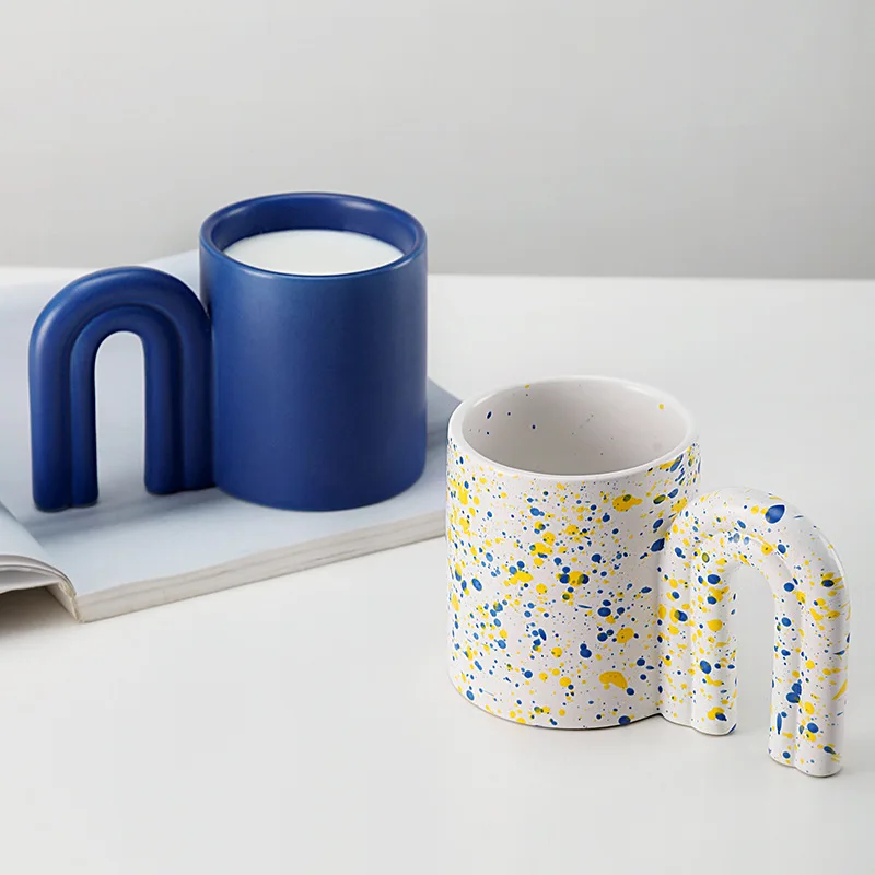 

High Appearance Level Creative Door Handle Ceramic Mug Modern Style Large Capacity Couple Cup Afternoon Tea Coffee Cup Milk Cup