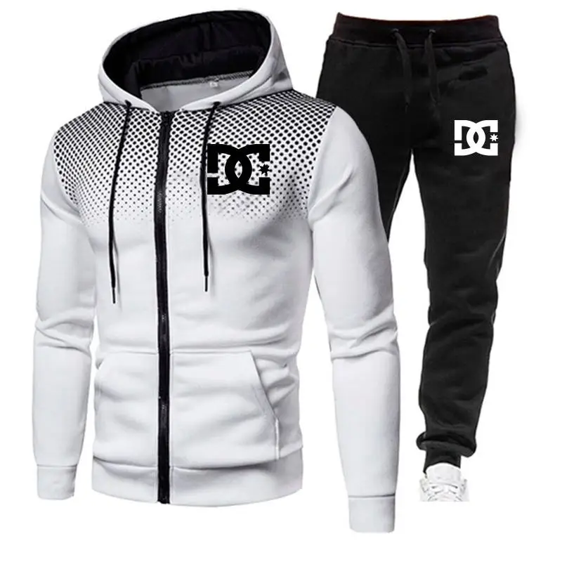 

New 2 Pieces Sets Tracksuit Print Men Hooded Sweatshirt Pants Pullover Hoodie Sportwear Suit Casual Sports Men Clothes