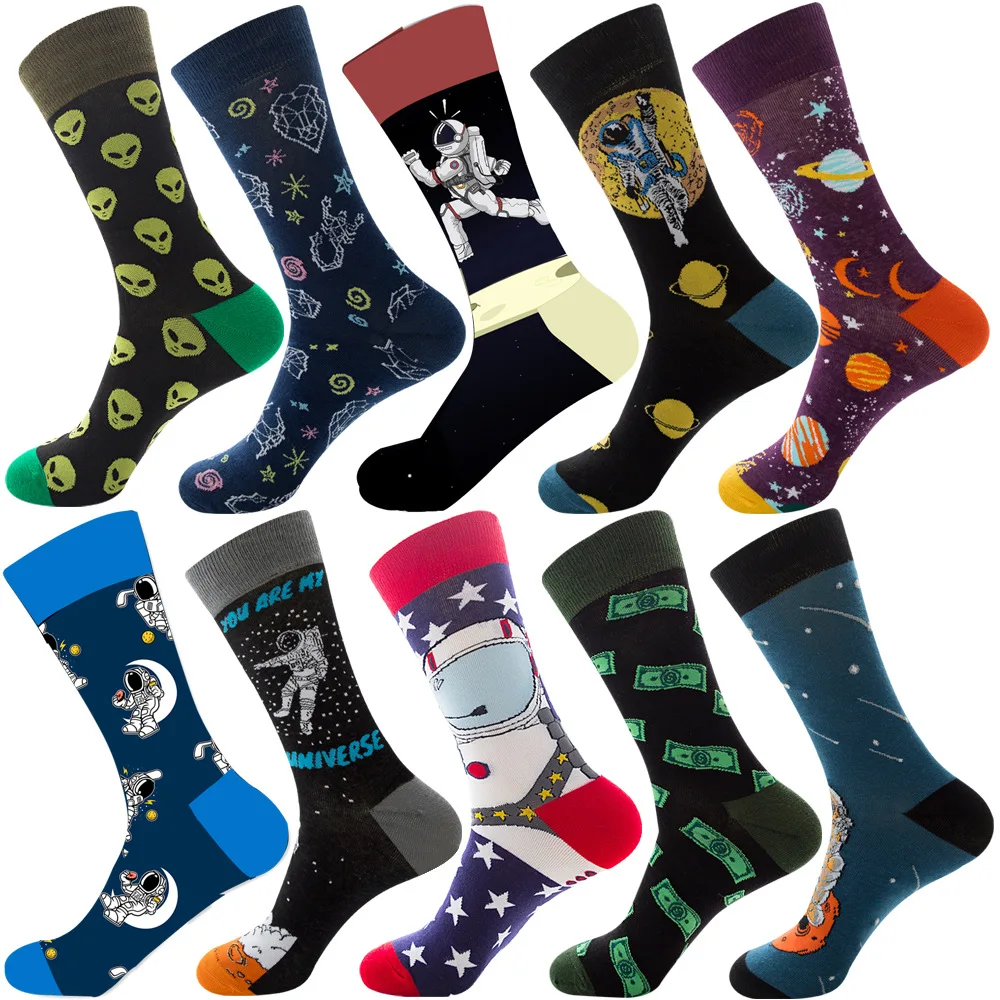10 Pairs Plus Size Socks Woman Men Printed Socks Spring Autumn Cotton Stockings Geometric Polka Dots Socks Woman Funny Socks