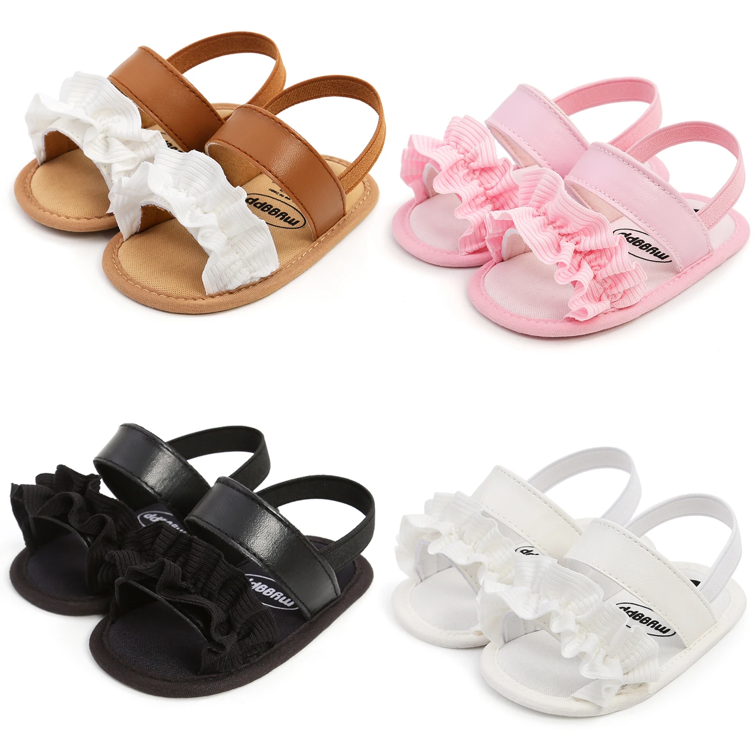 

Baby Girls Sandals Summer Casual Beach Anti-Slip Home Soft Sole Shoes Patchwork Ruffle Sandals for Infant Newborn