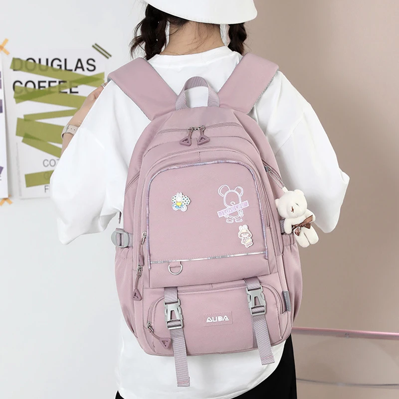 2022 Kawaii Girls Anti-Theft School Bags Backpack for Teenage Women Nylon Waterproof Laptop Bagpack Multi-layer Pockets 20-35L
