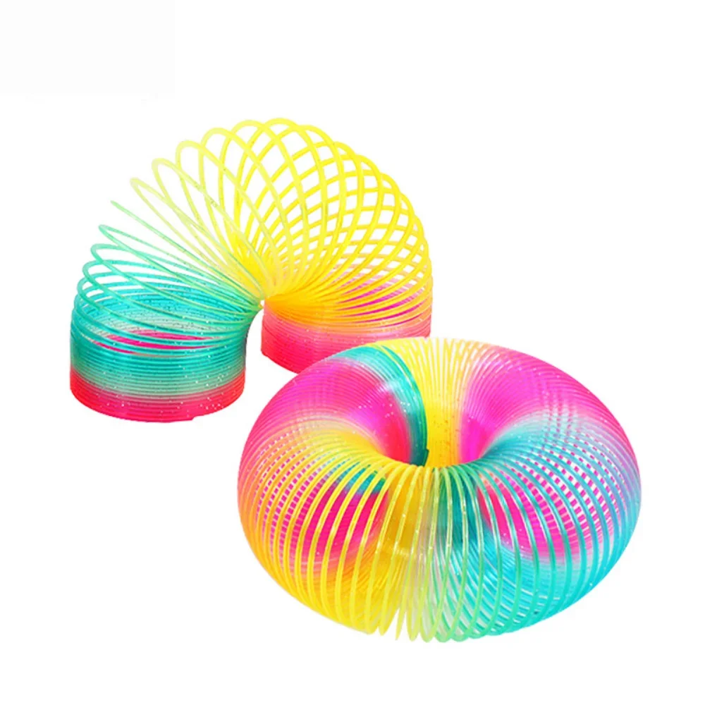 

1 шт. разноцветные радужные круглые Смешные волшебные игрушки Раннее развитие развивающая складная пластиковая пружинная катушка Детские креативные игрушки
