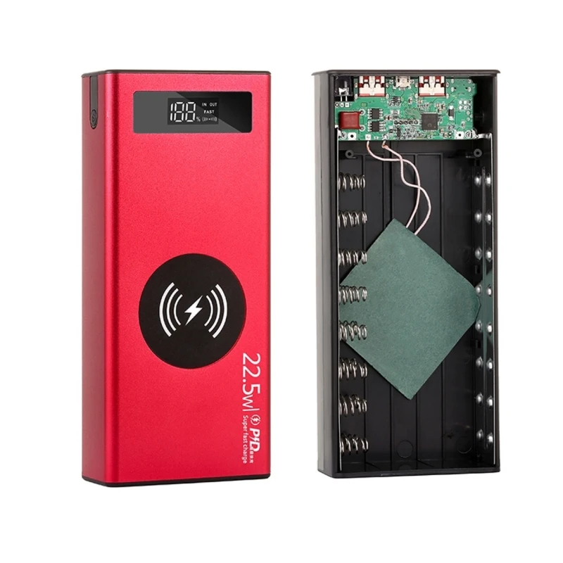 

DIY Power Bank Case 2 USB Output Ports 18650 Battery Shell No Welding Quick Charging Mobile Power Case with LCD Display