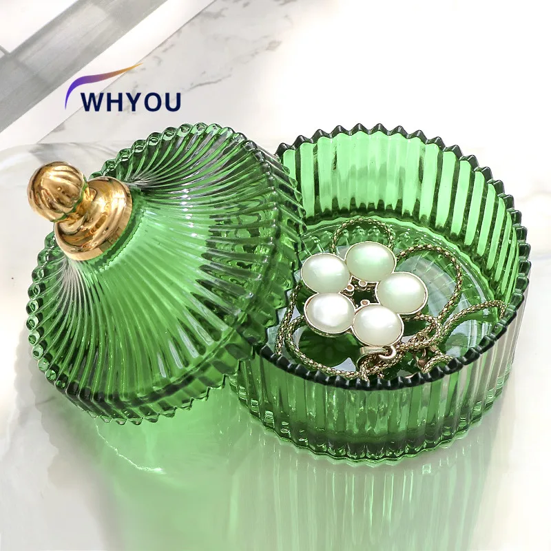 

WHYOU Art Luxury Glass Storage Jar Aromatherapy Bottle with Lid Minimalist Household Cotton Swab Jewelry Storage Box