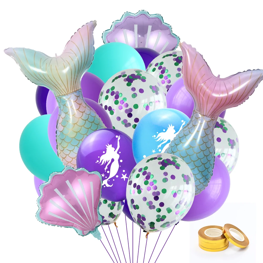 

Вечерние воздушные шары Русалочки, фольга, воздушные шары для детей на день рождения, вечерние товары, декор для детского душа, гелиевые гло...