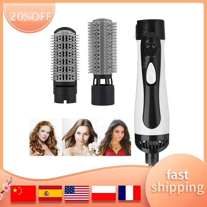 

Фен-щетка с горячим воздухом, 2 взаимозаменяемые головки-щетки, фен для волос и объемный керамический фен с отрицательными ионами, щетка для ...