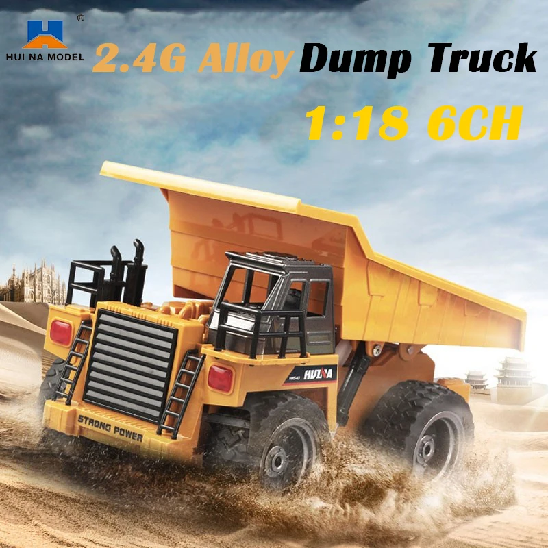 Huina 1540 1:18 RC Truck Alloy Trator Remote Control Dump Trucks 6 Ch 2.4G Loader Tractor Engineering Vehicle Toys for Boys Gift
