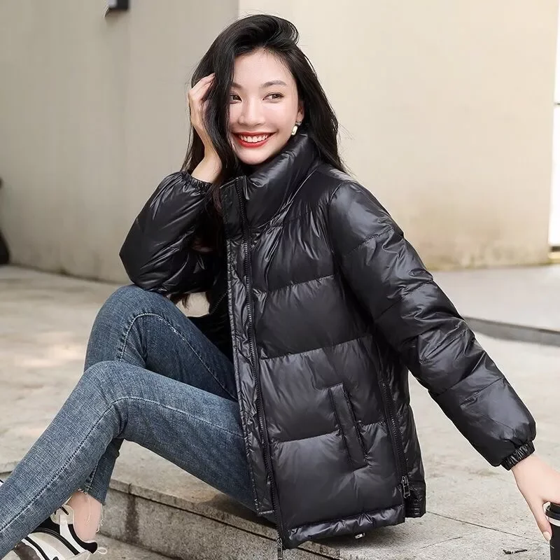 New2022 Autumn Winter Jackets Solid Short Style Ladies Warm Coat Zipper Pockets Quilted Fashion Casual Outerwear for Female