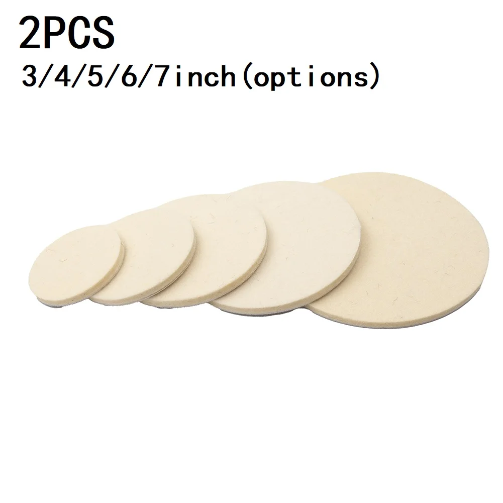 

2pcs 3/4/5/6/7inch Polishing Pads Wool Felt Polishing Pad For Glass Stainless Steel Polish Repair Scratches
