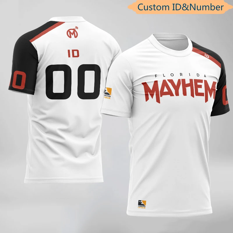 

OWL Team Florida Mayhem Uniform Jerseys Fans Game Tshirt Custom ID T-shirt Name Tees Shirt for Men Women Customized Sleeve Style