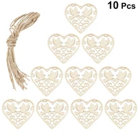 10pcs wooden hollowed heart shape hanging pendants wood crafts for home party tree wedding party diy decoration