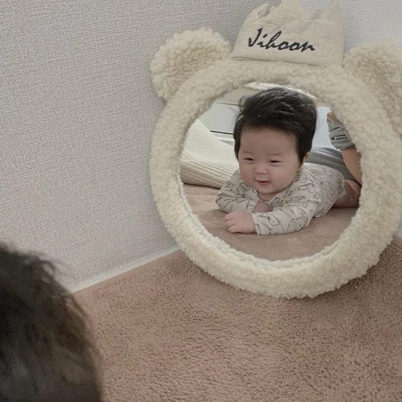 

INS Korean Baby Cartoon Crown Bear Mirrors Customizable Name Bathroom Room Acrylic Creative Photography Accessories