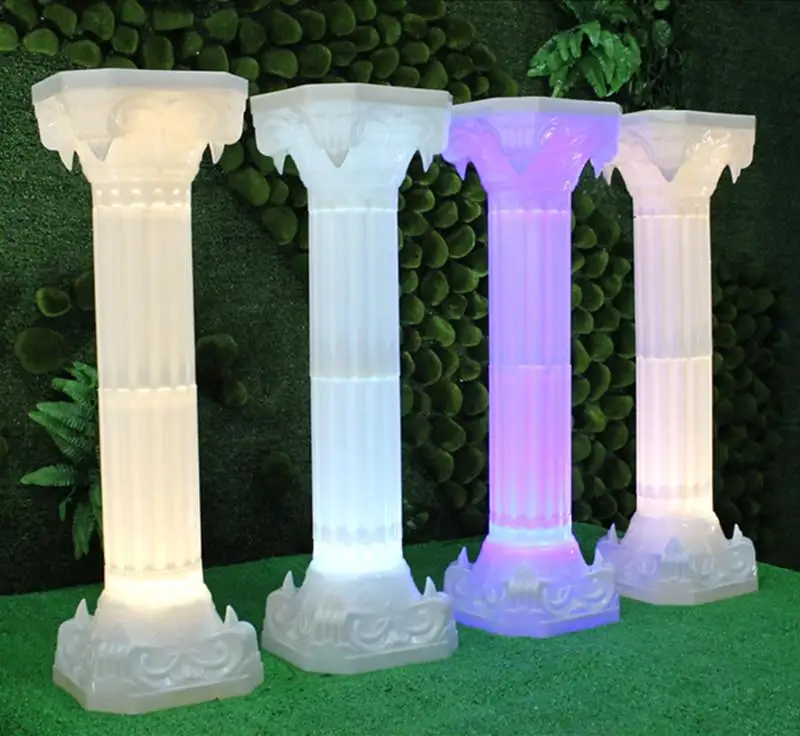 

New Arrival Glowing Wedding Roman Column Welcome Area Pillar With LED Lights Shiny Party Decoration Supplies 10 Pcs
