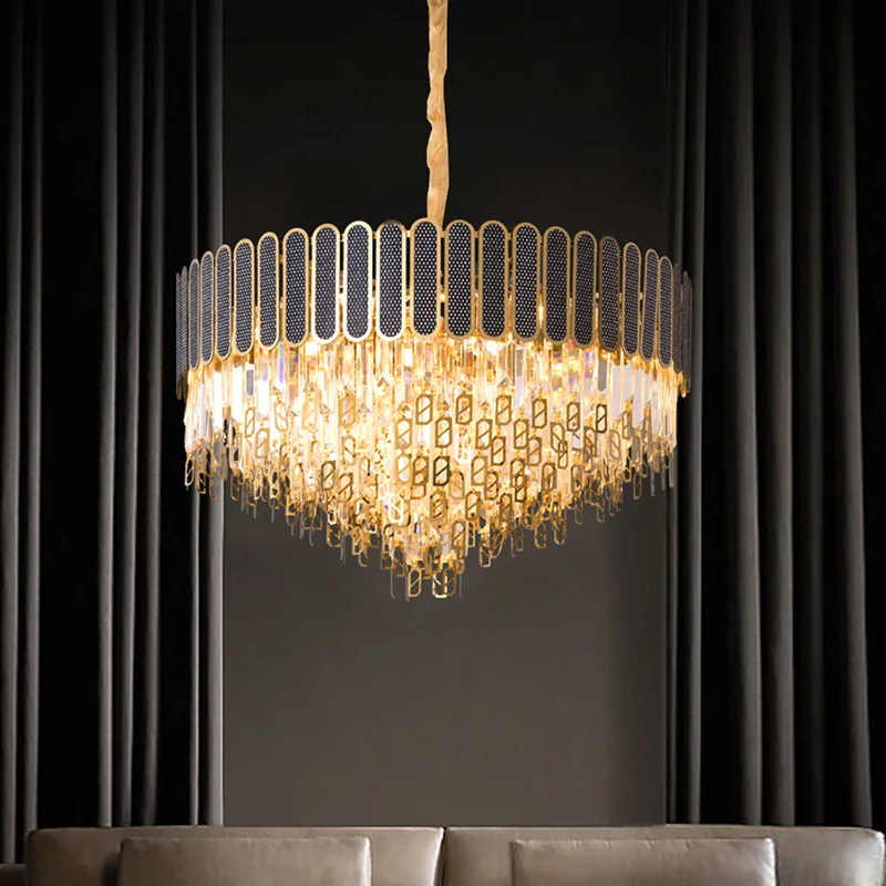 

LED Modern Round Crystal Tassel Chandelier Fashion Luxury Hanging Light Suspended Luminaire Lamp For Ceiling Villa Living Room