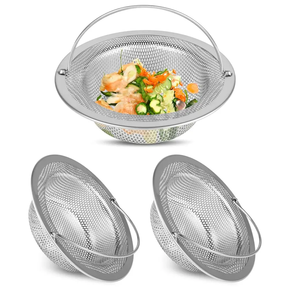 

Stainless Steel Kitchen Sink Strainer Sewer Bathroom Shower Hair Filter Basket Anti-Blocking Cleaning Accessories