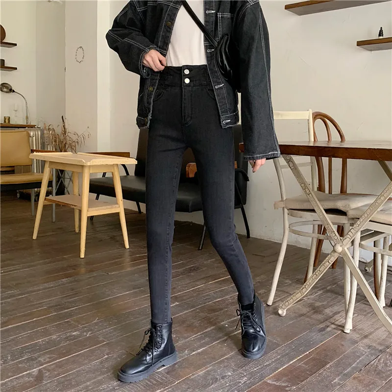 

N5986 New high-waisted slim slimming pants tight-fitting pencil cropped jeans