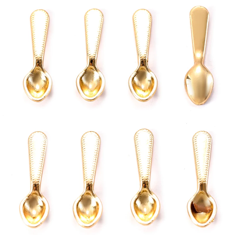 50pcs 4 Colors Mini tableware Spoon fork Dining knife Charms DIY Clothing luggage accessories Jewelry Making 19*5mm J492