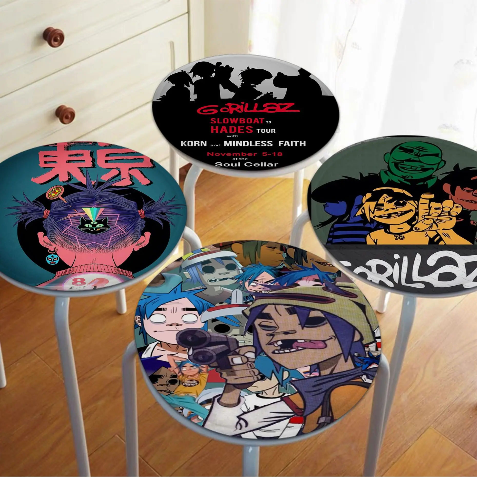 

Gorillaz Creative Sofa Mat Dining Room Table Chair Cushions Unisex Fashion Anti-slip Stool Seat Mat