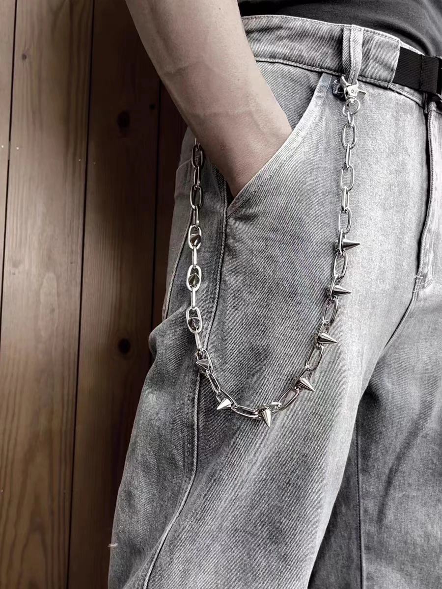 

63cm Men\'s Waist Key Chain Retro Awl Metal Hip Hop Goth Punk Pants Jeans Bike Riding Wallet Keychain Key Ring Clip Key Ring