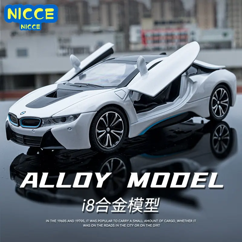 

Спортивный автомобиль Nicce 1:22 BMW I8, модель автомобиля из литого металлического сплава, модель автомобиля со звуковым оформлением, коллекционная детская игрушка, подарки