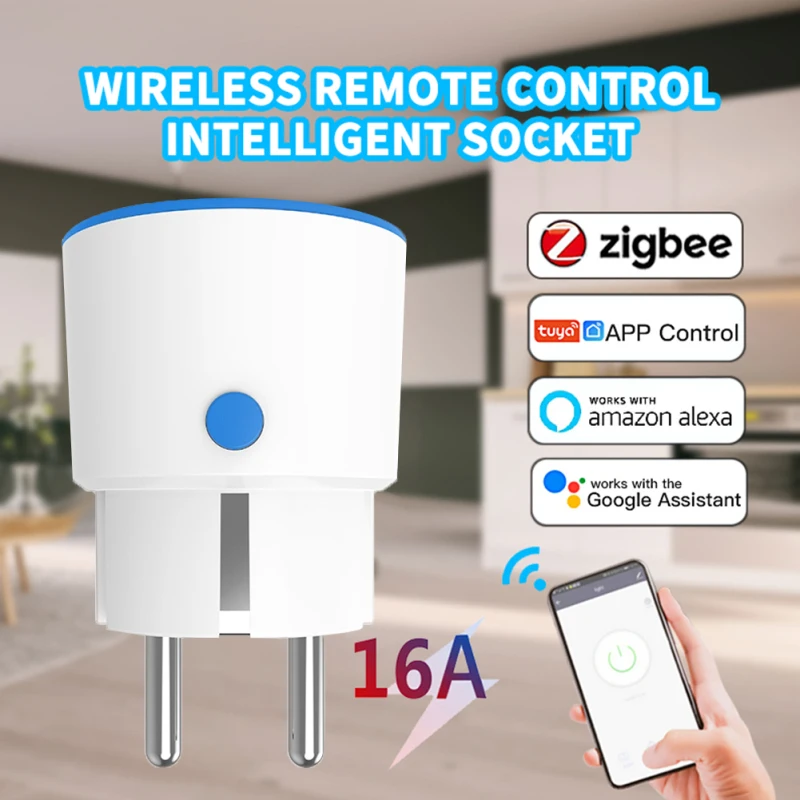 

Tuya Smart Zigbee 3.0 Power Plug 16A EU Outlet 3680W Meter Remote Control Work With Zigbee2mqttt And Home Assistant Tuya Hub