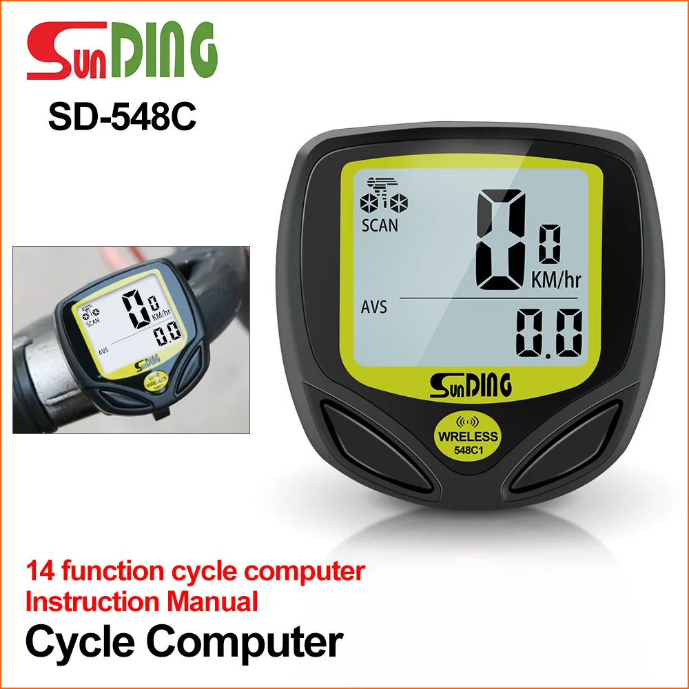 

Sunding Bicycle Computer Bike Speedometer Waterproof Stopwatch MTB Wireless Cycling Computers Digital Odometer LCD Backlight 548