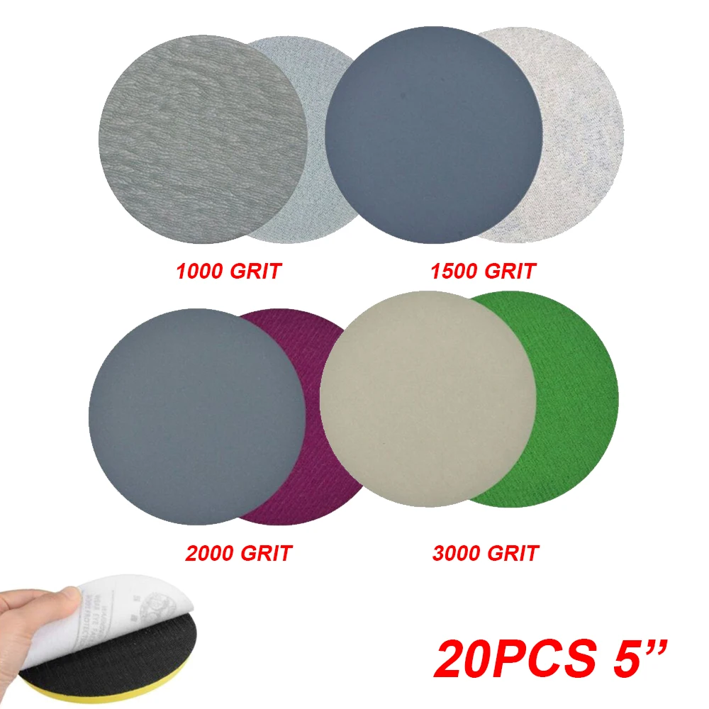 

20pcs/Set 5\\\\\\\\\\\\\\\" 1000-3000 Grits Wet/Dry Sanding Disc Sandpaper Sander Pads Tools