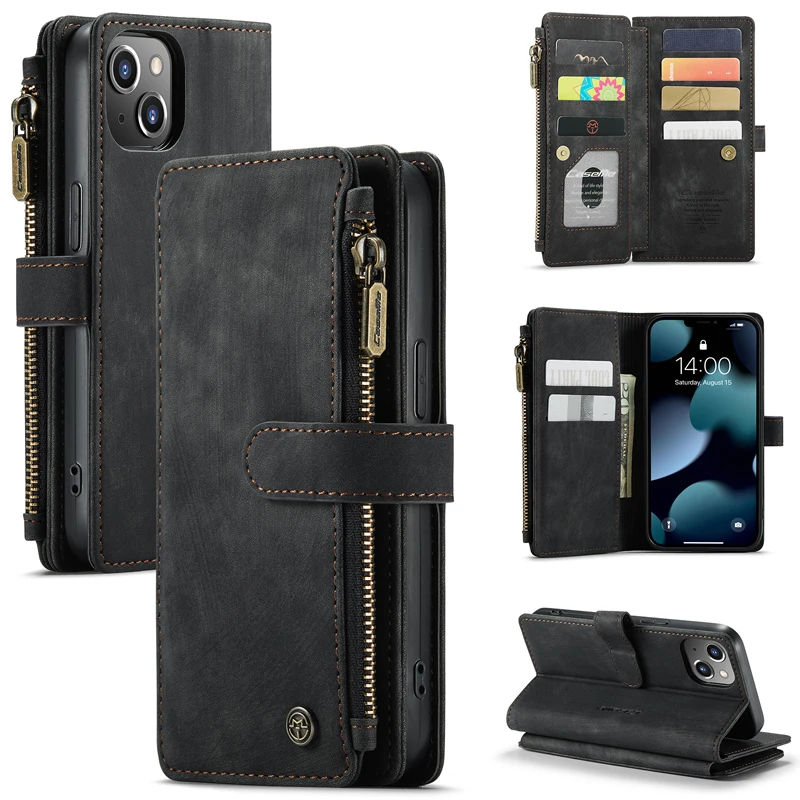 

Vintage Leather Case For iPhone 13 13 Pro Max 12 12 Pro Fold-able Card Bag Wallet Split Phone Back Cover For iPhone 12 Pro X XS