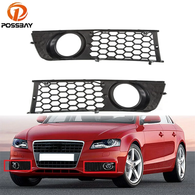 

POSSBAY Fog Lights Grilles Cover for Audi A4 B6 2002 2003 2004 2005 Fog Light Open Vent Grill Intake Cover Car Accessories