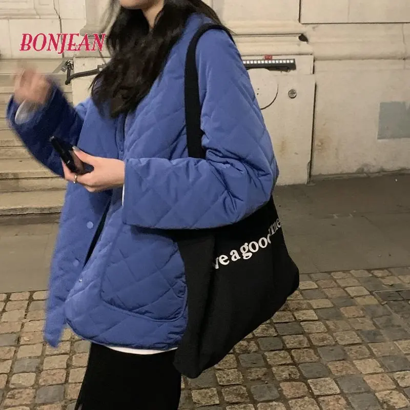 Y2K Women Oversized Parka Button Jakcet Korean Style Parka Jakcet Packet Pullover Cross Warm Pattern Couple Outfit 2022