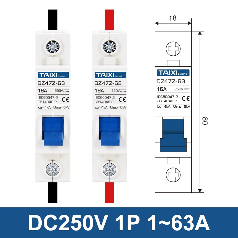 

Solar Energy Photovoltaic DC Circuit Breaker PV Switch MCB DC250V 500V 1000V 16A 32A 40A 50A 63A Air Switch 100A 125A