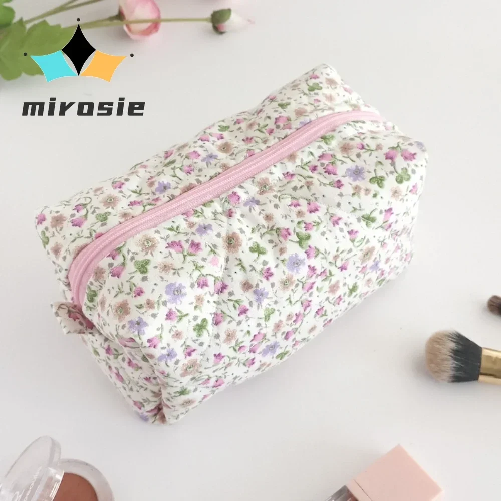 

Цветочная косметичка MIROSIE ручной работы, дорожная розовая сумка на молнии для ухода за кожей, органайзер для туалетных принадлежностей, стеганая внутренняя сумка в клетку