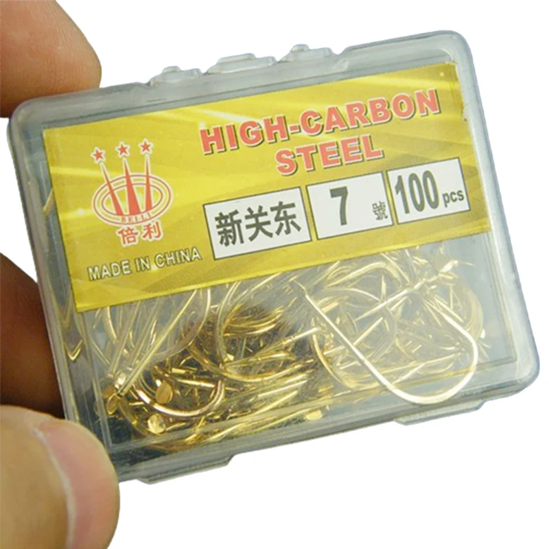 100 Pieces Shinkanto Barbless Multi-Type Multi-Size Goldfish Hooks Long Shank Carp And Fishing Gear