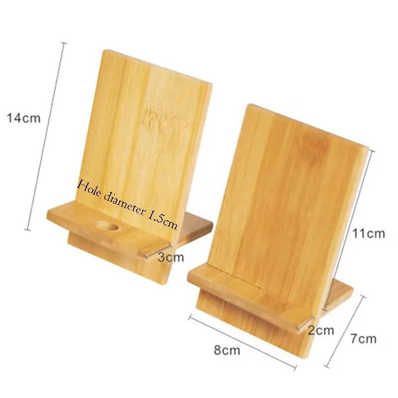 

1 Set Bamboo Phone Stand Universal Mobile Phone Holder Mount Desktop Bracket Tablet Stands Smartphone Support With Charging Hole