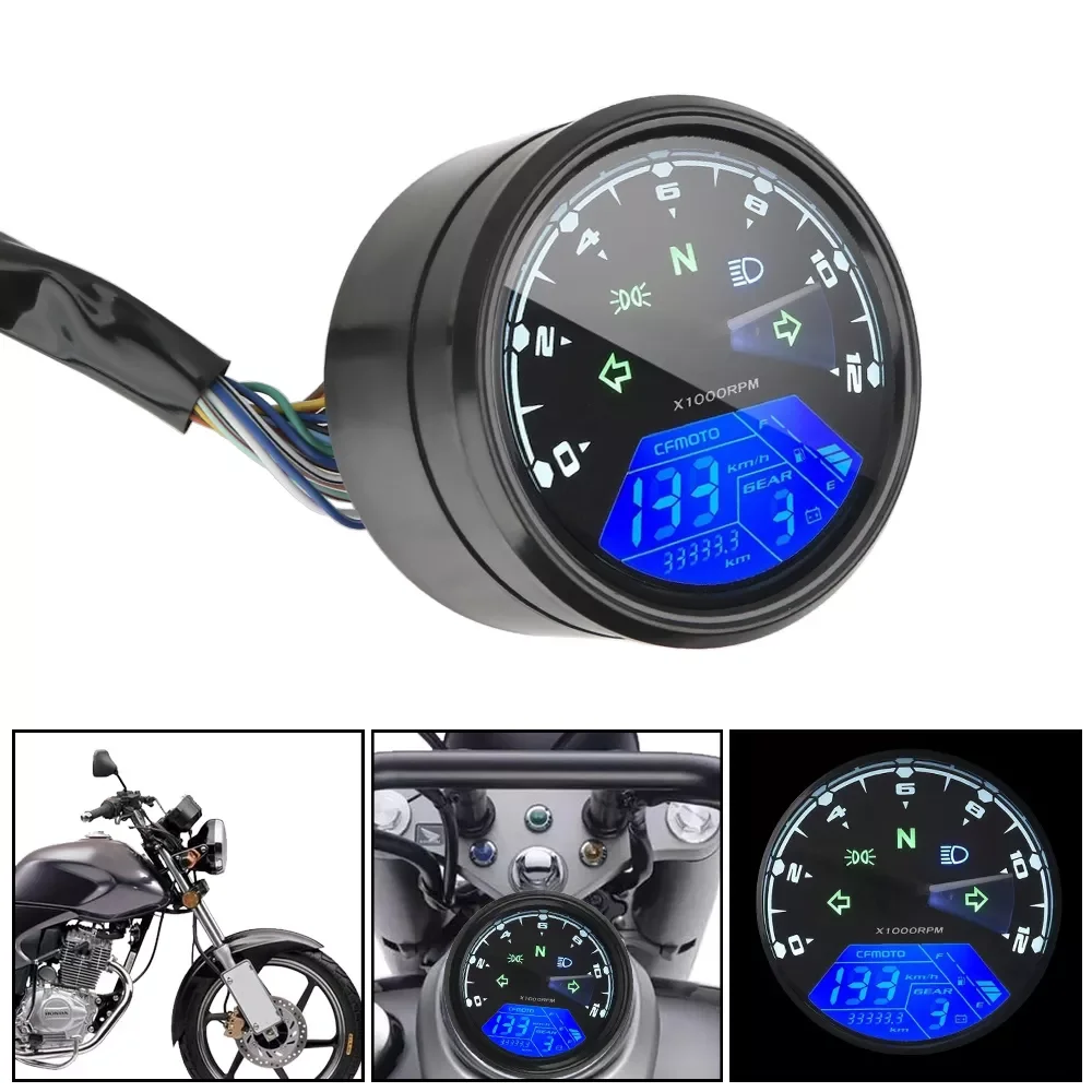 

Panel Speedometer Universal LED Multi-function Digital Indicator Tachometer Fuel Meter Night Vision Dial Odometer