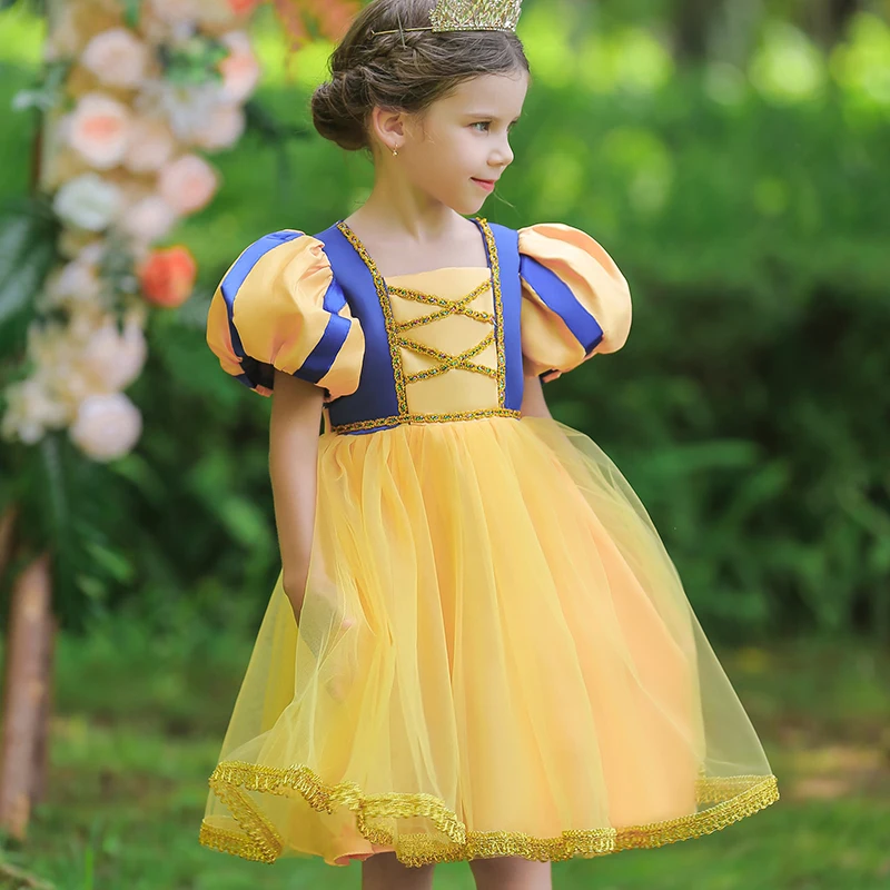 

Disney Rapunzel Snow White Princess Dress for Girl Puff Sleeve Tutu Birthday Halloween Christmas Party Dress Kid Cospaly Costume