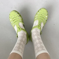 4pairs women mesh cotton short socks summer thin high tube soft breathable solid color sox hollow out candy color novetly socks
