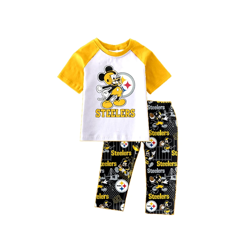 

Boutique Girls New Raglan Sleeves Cartoon Alphabet Print with Dot Letter Animal Children's Clothing