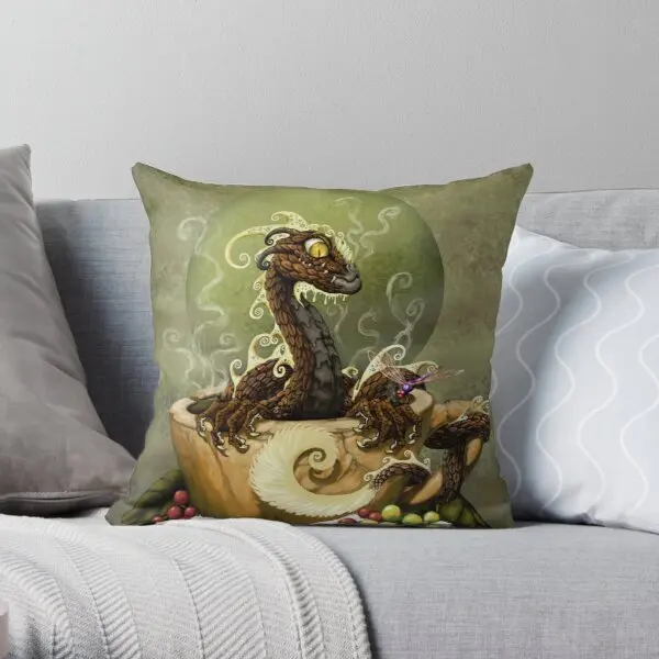 Наволочка с принтом кофейного дракона удобная квадратная подушка для спальни