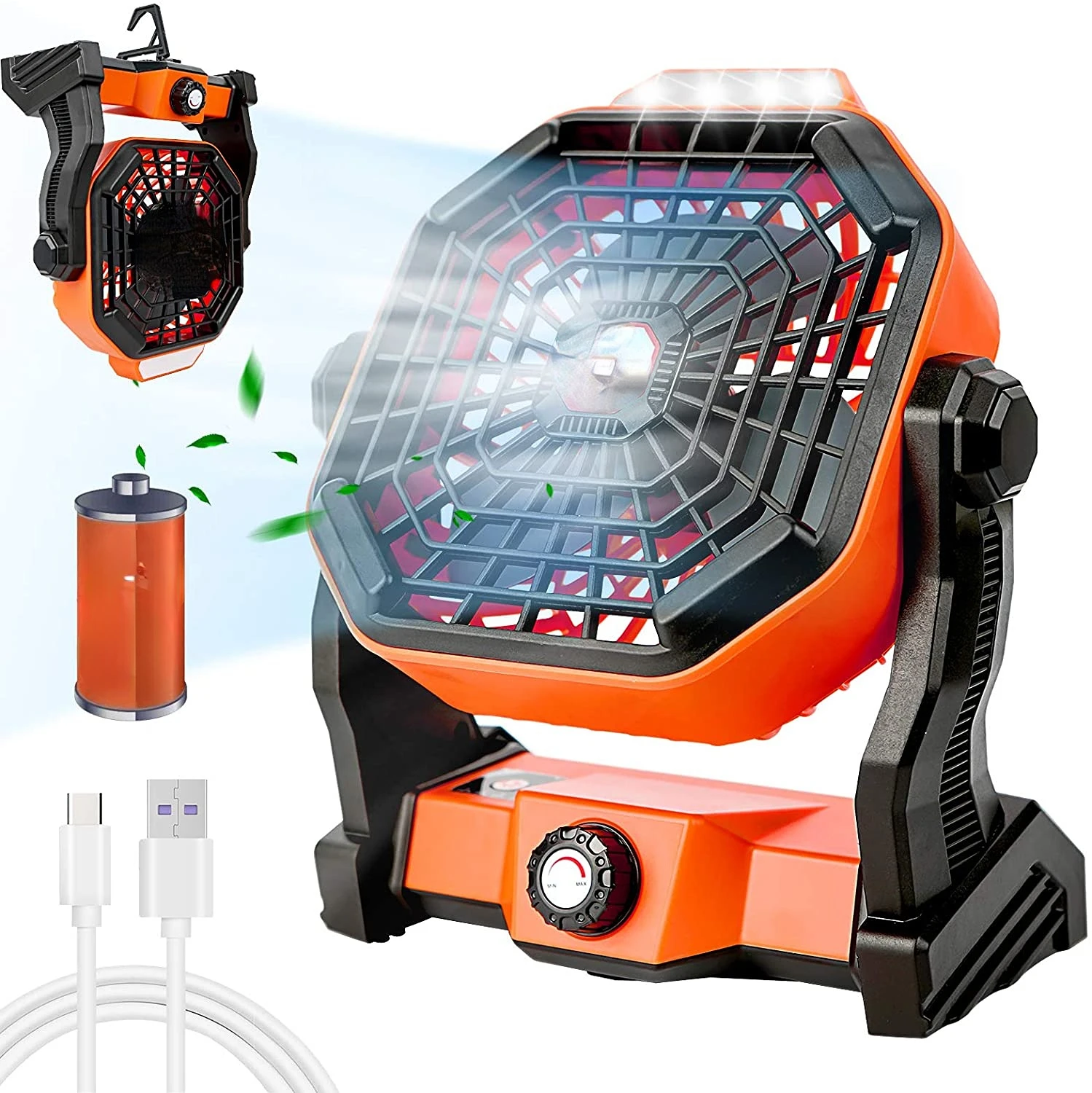 

Personal Desk Fan Cooling Table Fan with Hanging Hook for Tent,Bedroom, Office
