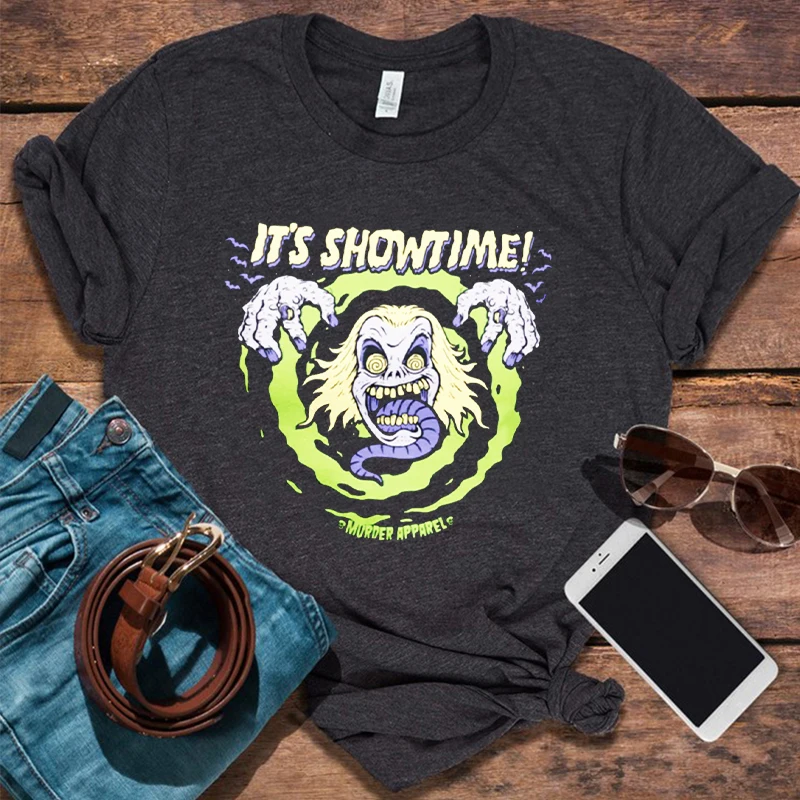 

Женская Винтажная Футболка It's Showtime, черная футболка в стиле Харадзюку, лето