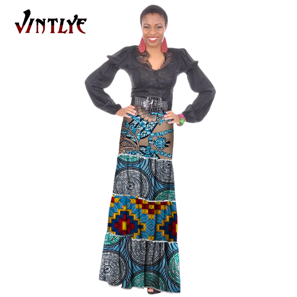 

Модные африканские женские юбки в стиле пэчворк, длинные женские юбки с цветочным принтом, макси юбка-карандаш, халат, юбки, женская африканская юбка Wy204