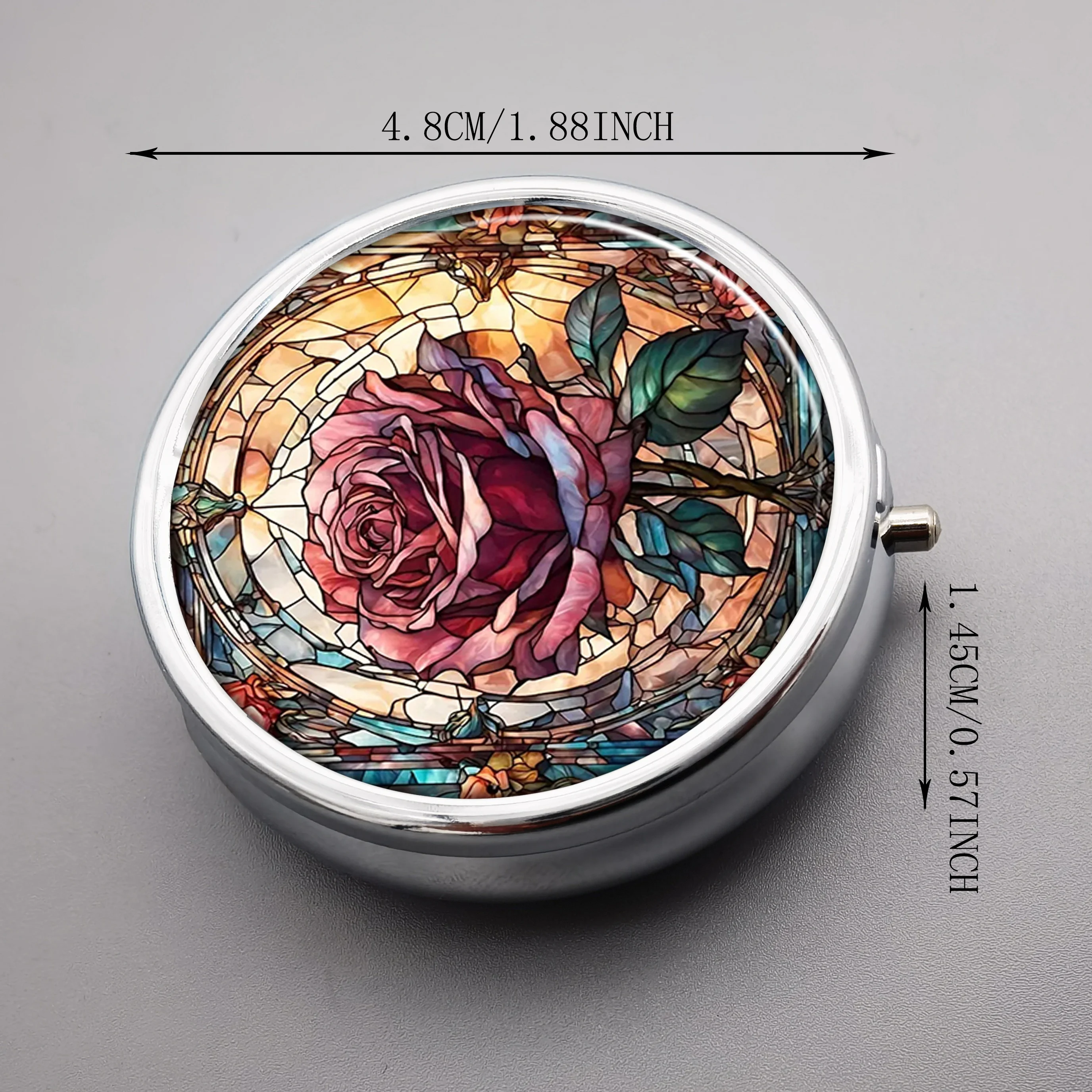 Металлическая коробка для лекарств с 3 отделениями портативная круглая из