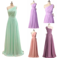 a line chiffon pleat elegant one shoulder bridesmaid dresses wedding party evening formal prom cocktail floor length lace up