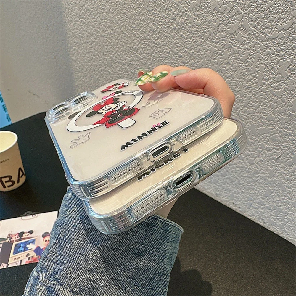 Магнитный чехол с Микки и Минни Маус для Magesafe телефона беспроводной зарядкой iPhone