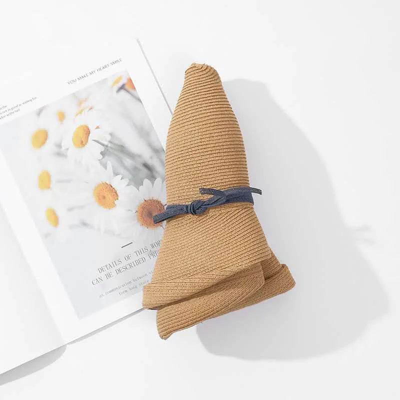 Hepburn Straw Hat Women Age Reduction Face Small Curly Edge SunHat Female Elegant Summer Beach Hat Holiday Party Gorro UPF50+